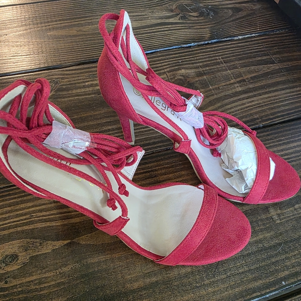 Allegra K Strappy Red Heels
